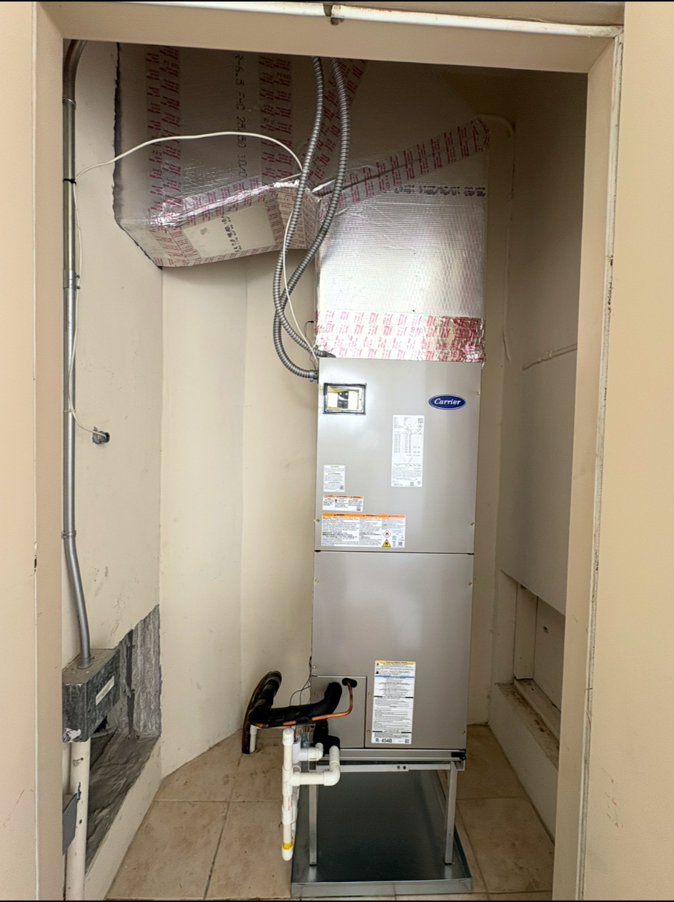 New indoor HVAC air handler after replacement