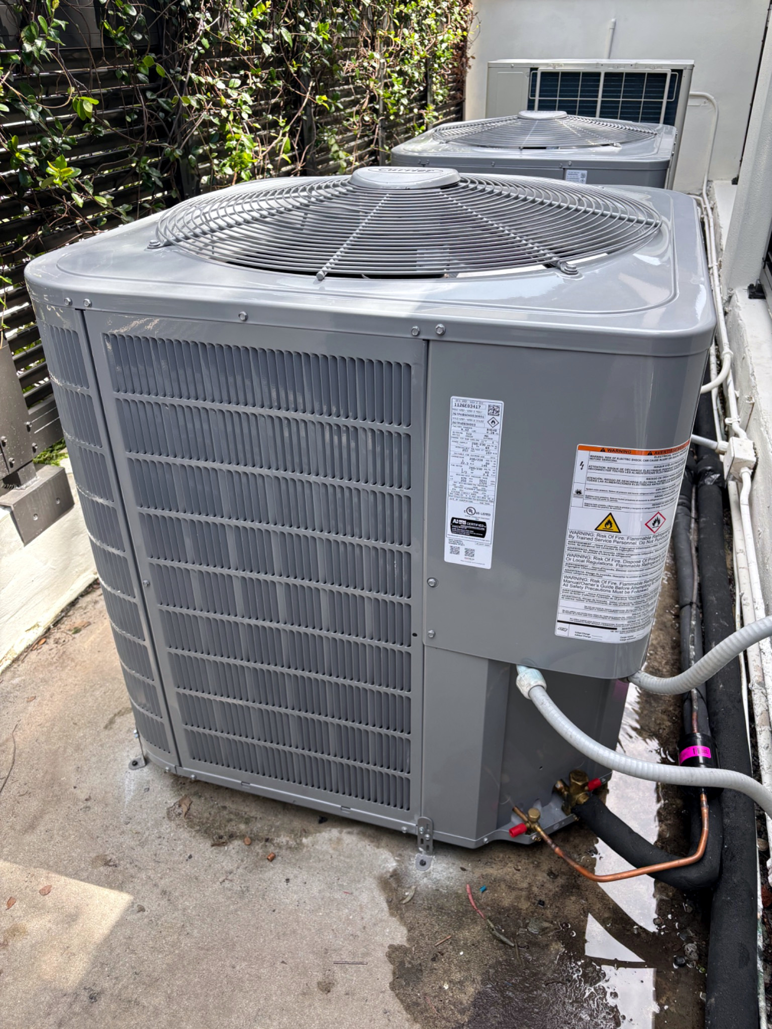 New outdoor condenser after replacement